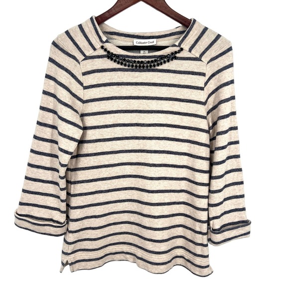 Coldwater Creek Tops - Coldwater Creek Womens Size XS 4-6 Beaded Sweatshirt Blouse Shirt Top Gemstone